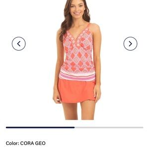 Cabana Life Coral Geo Swim tankini with bottom swim skort!